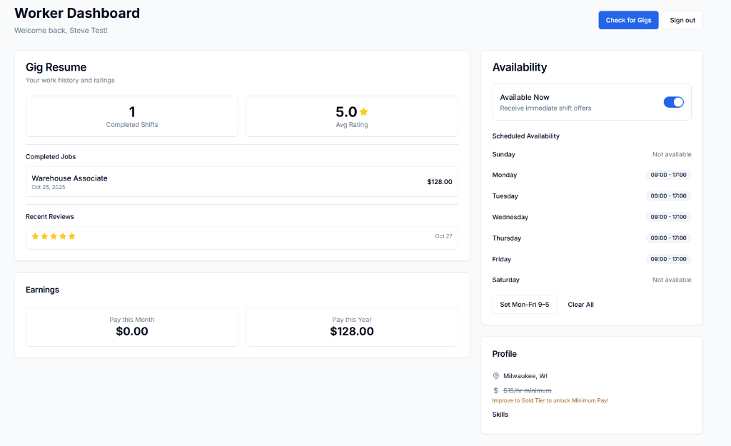 Worker Gig Resume