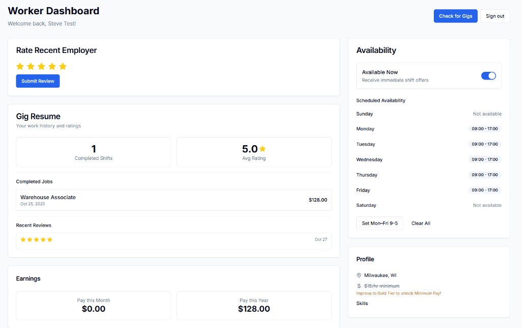 Worker Dashboard